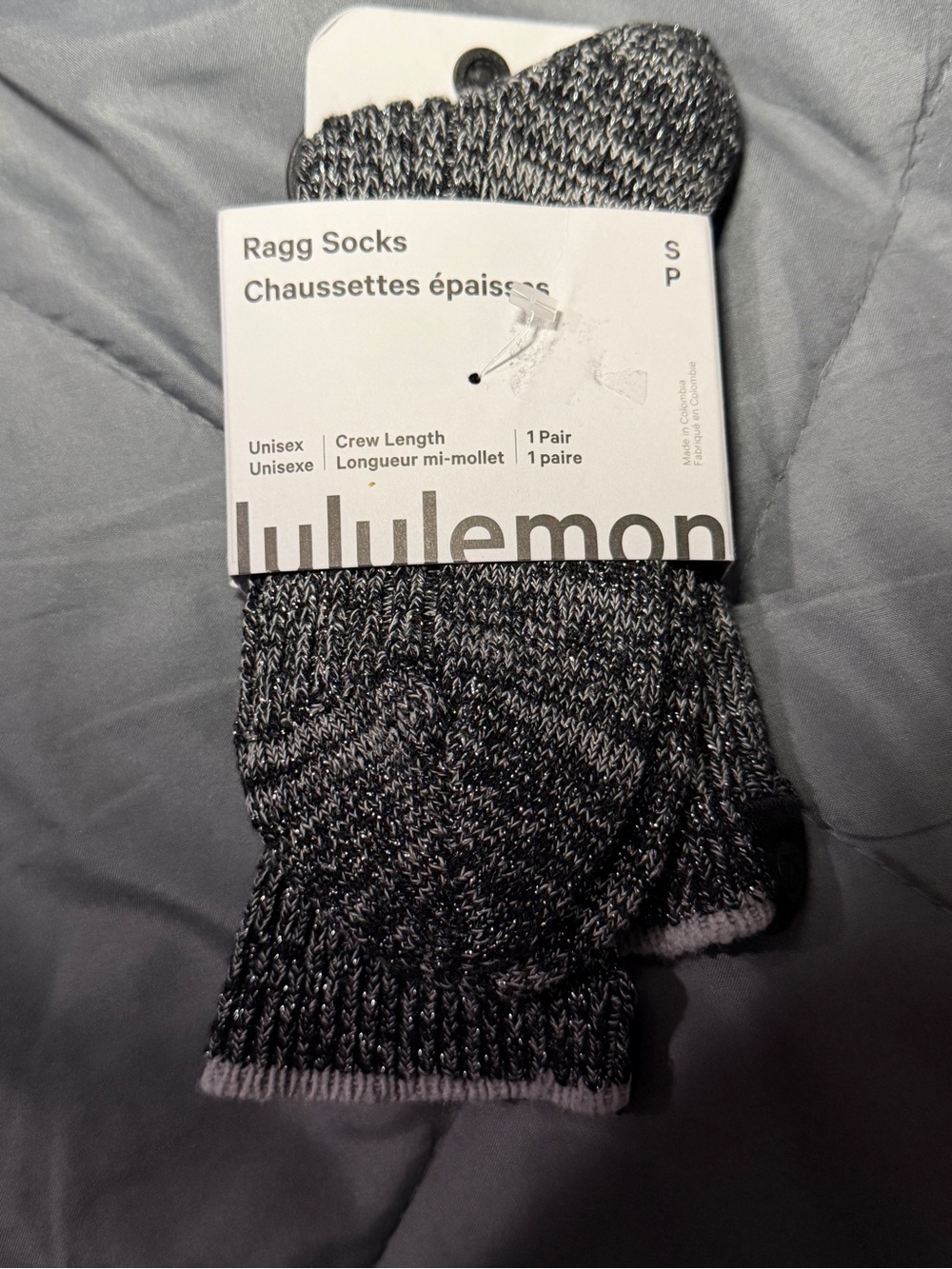 lululemon women  Ragg Crew Socks - Black Heather brand new